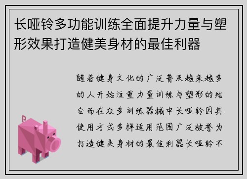 长哑铃多功能训练全面提升力量与塑形效果打造健美身材的最佳利器